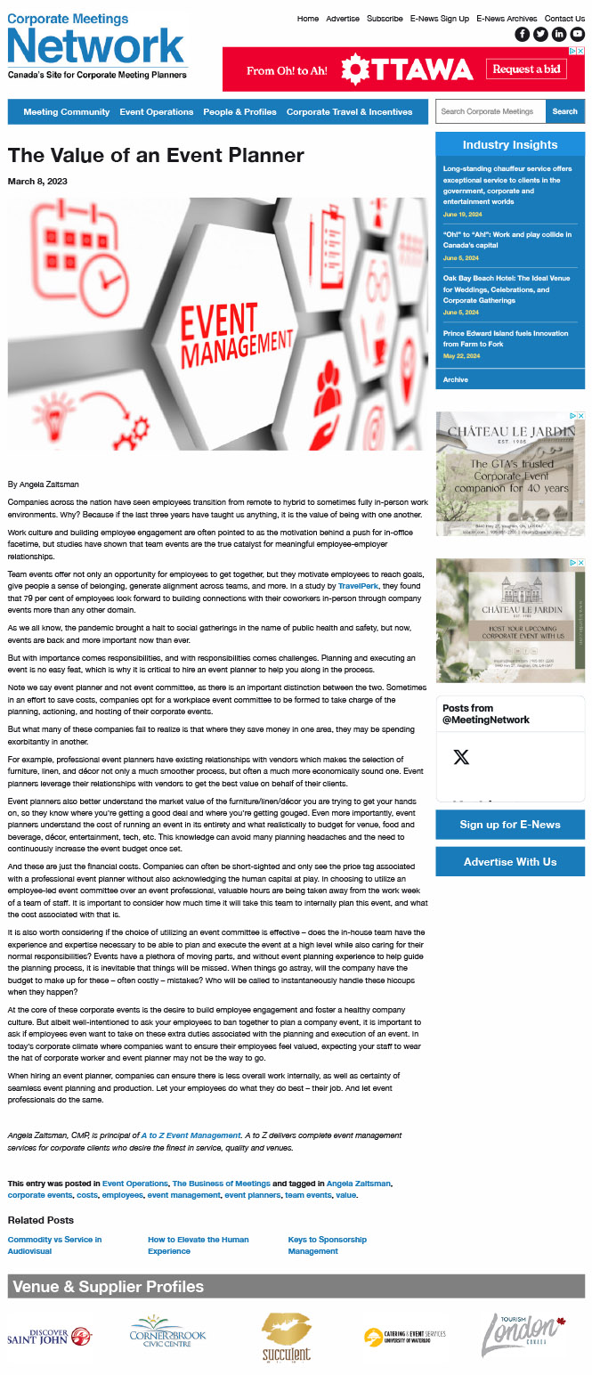 Corporate meetings network
